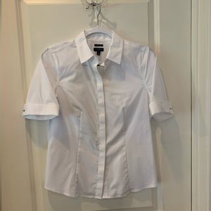 Crisp white Talbots short sleeve blouse sz 8P